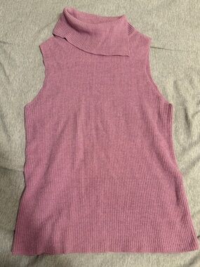 Y2K Sleeveless Ribbed Mock Neck Tank Top - Dusty Rose
